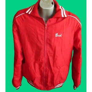 Vintage Large Windbreaker Jacket Red Arnold Nebraska Embroidered Sleeve 1980's